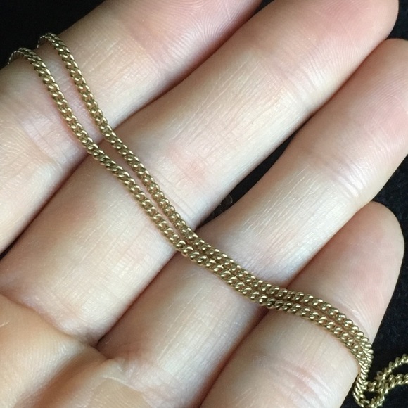 Wire Wrapped Green Stone on a Vintage Gold Tone Chain Necklace - Picture 7 of 13